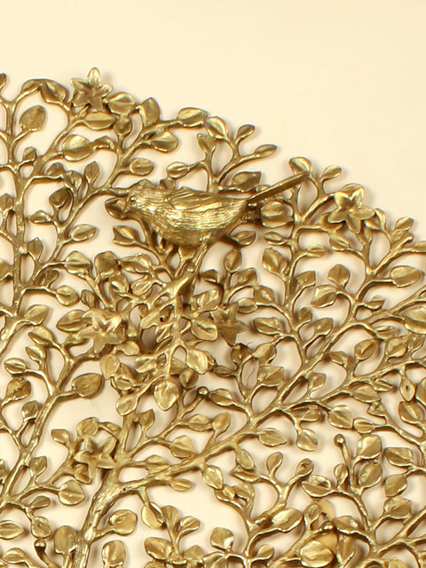 36" Large Brass Tree of Life with Chirping Birds | Wall Hanging