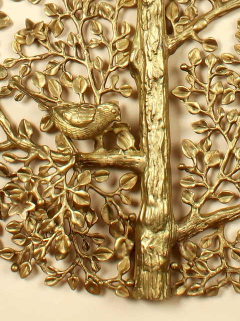 36" Large Brass Tree of Life with Chirping Birds | Wall Hanging