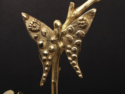 17'' Butterfly on Brass Plumeria Flowering Plant | Round Table Decor
