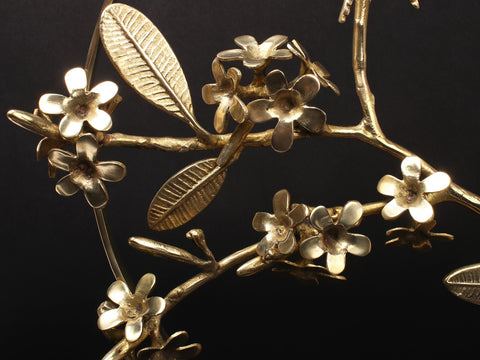 17'' Butterfly on Brass Plumeria Flowering Plant | Round Table Decor