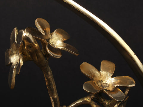 17'' Butterfly on Brass Plumeria Flowering Plant | Round Table Decor