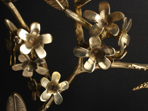 17'' Butterfly on Brass Plumeria Flowering Plant | Round Table Decor