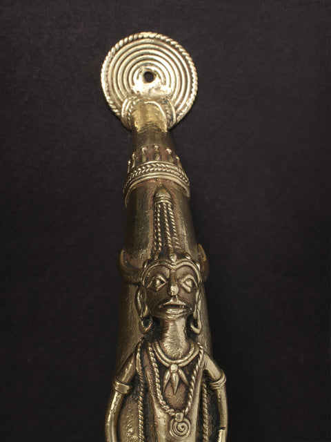 14'' Figurine Playing Dholak | Brass Door Handle