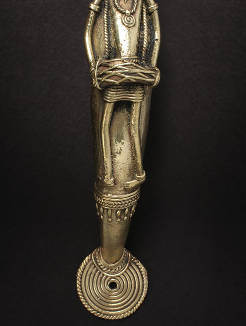 14'' Figurine Playing Dholak | Brass Door Handle