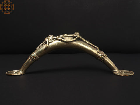 14'' Figurine Playing Dholak | Brass Door Handle