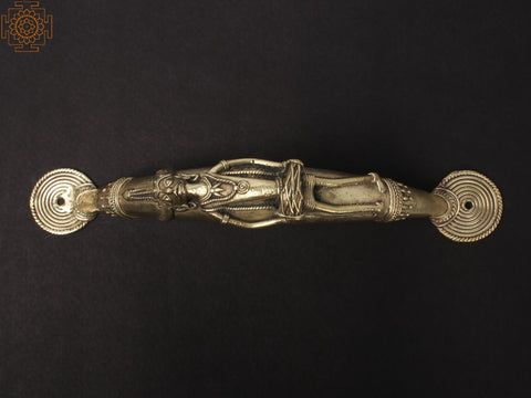 14'' Figurine Playing Dholak | Brass Door Handle