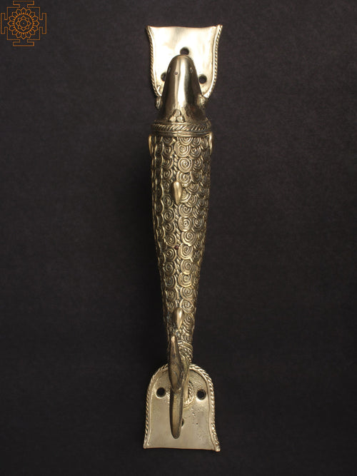 10" Designer Happy Fish Brass Door Handle