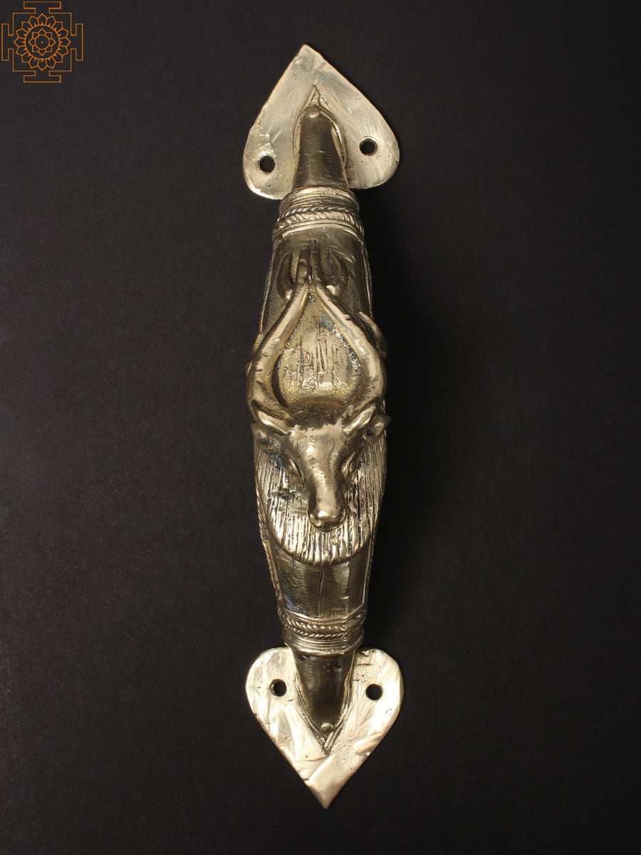 10" Barasingha Stag Brass Door Handle