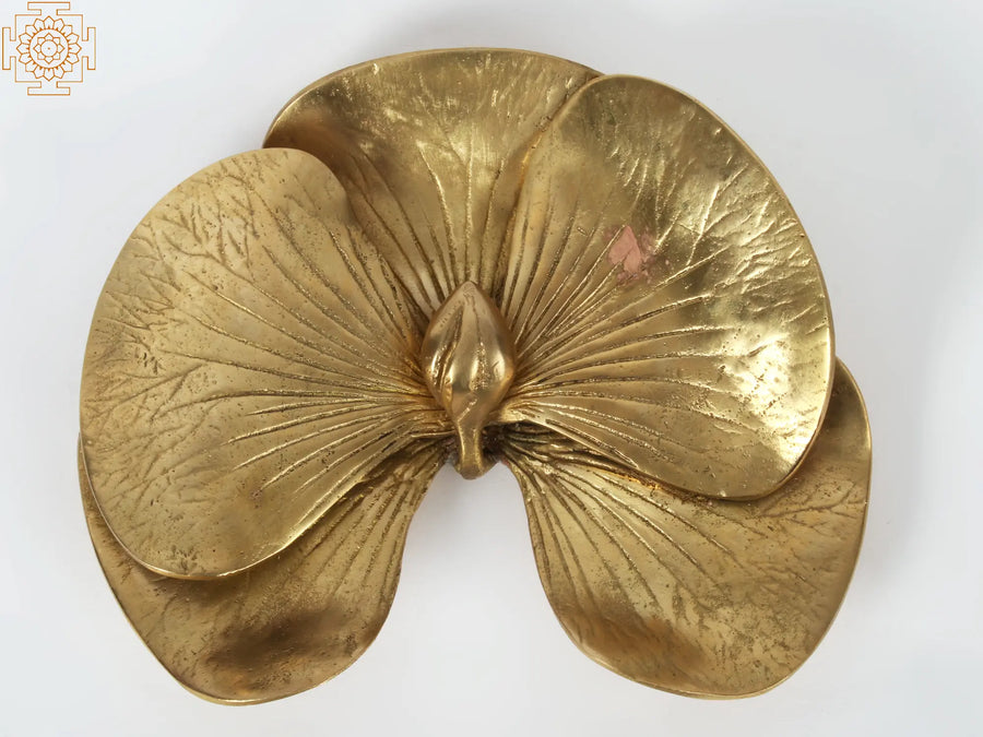 7" Brass Orchid Wall Hanging for Home Decor