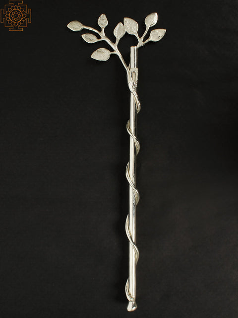 18" Silver-Plated Brass Climbing Plant | Wall Hanging