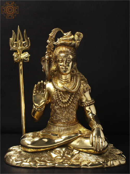 15" Lord Shiva Blessing Handmade Brass Statue