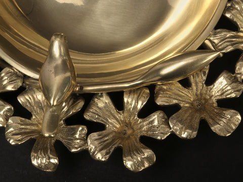 8" Brass Flower Urli with Bird and Butterfly
