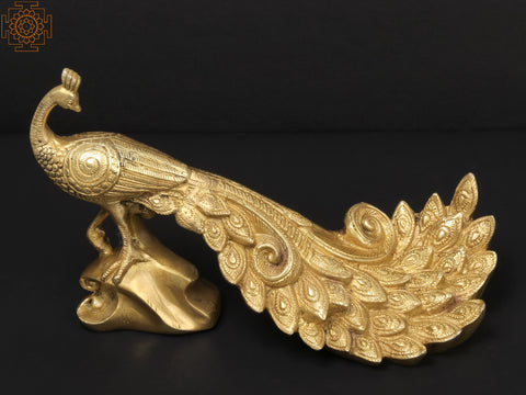 11" Brass Peacock Figurine | Showpiece
