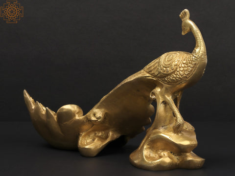 11" Brass Peacock Figurine | Showpiece