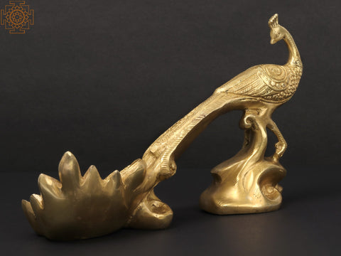 11" Brass Peacock Figurine | Showpiece