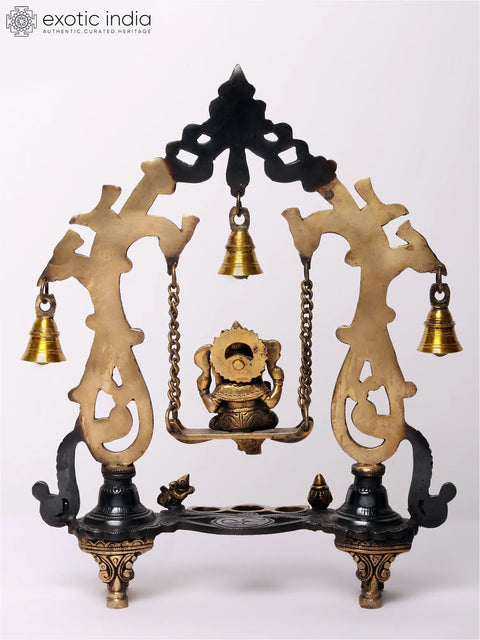 Lord Ganesha Brass Idol on Kirtimukha Swing with Dangling Bells