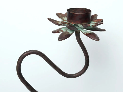 17" Brass Lotus Design Candle Holder with Stand