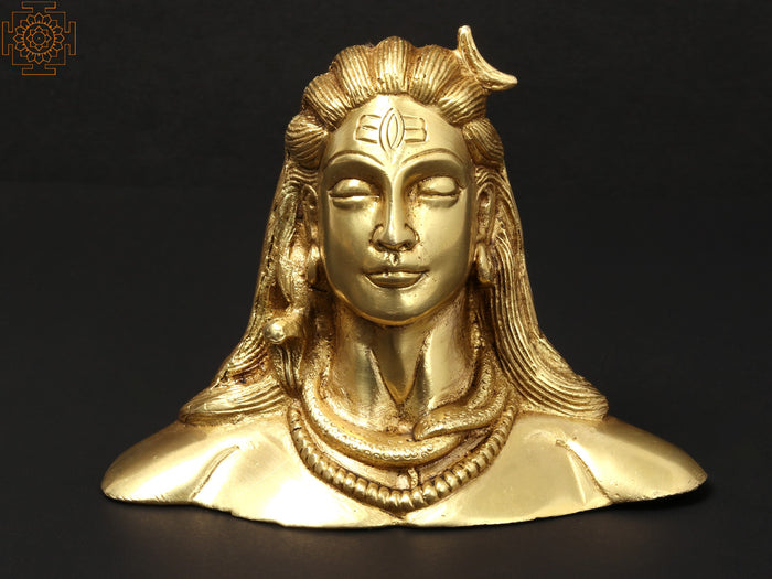 5" Adiyogi Shiva Brass Statue for Home Pooja