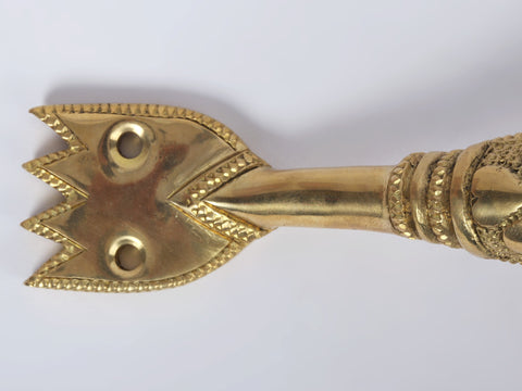 11" Brass Door Handles with Petals Engraved | Brass Statue