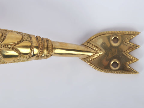 11" Brass Door Handles with Petals Engraved | Brass Statue