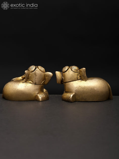 2" Small Reclining Baby Elephant Pair | Brass Statue