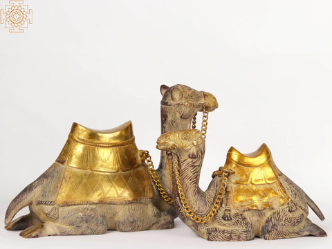 16" Pair of Camel in Brass | Decorative Showpiece