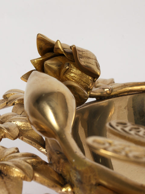 17" Brass Designer Urli with Flower and Birds