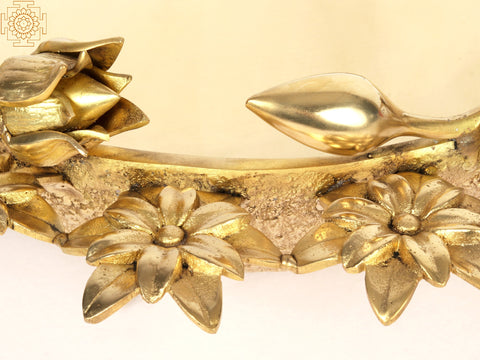 17" Brass Designer Urli with Flower and Birds