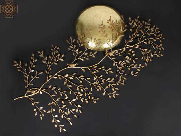 72" Large Brass Home Decor Moon and Tree Pair