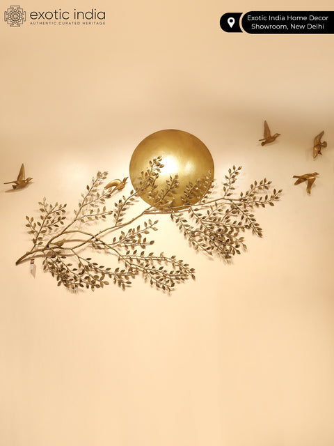 72" Large Brass Home Decor Moon and Tree Pair