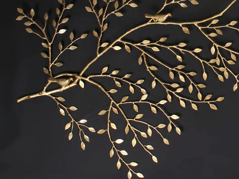 72" Large Brass Home Decor Moon and Tree Pair