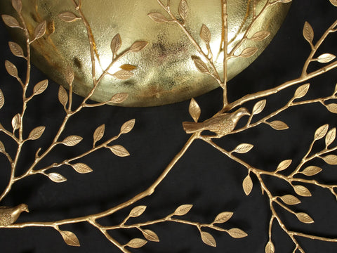 72" Large Brass Home Decor Moon and Tree Pair