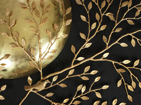72" Large Brass Home Decor Moon and Tree Pair