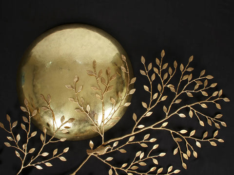 72" Large Brass Home Decor Moon and Tree Pair