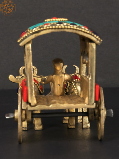5'' Brass Bullock Cart with Inlay Work | Table Décor Item