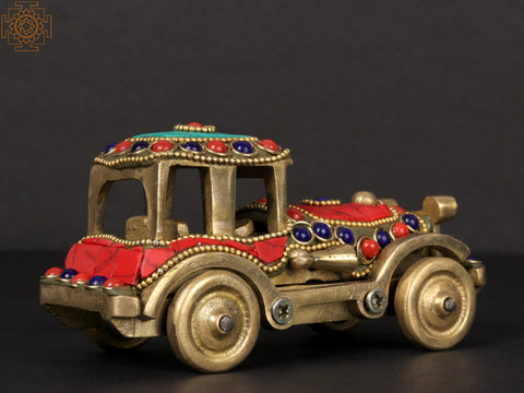 5'' Brass Showpiece of Classic Car with Inlay Work