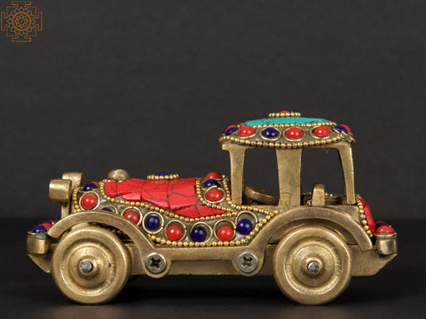 5'' Brass Showpiece of Classic Car with Inlay Work