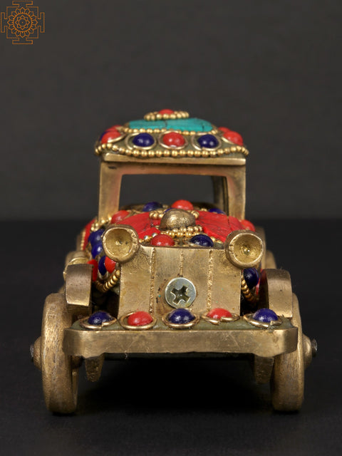 5'' Brass Showpiece of Classic Car with Inlay Work