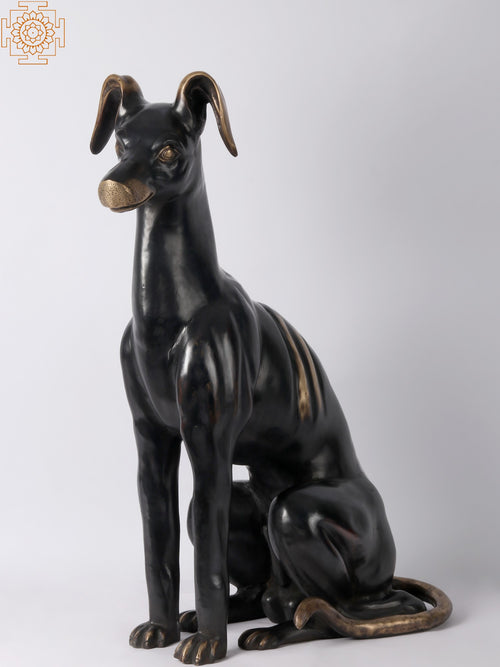 30" Brass Dog Figurine Statue for Home Decor