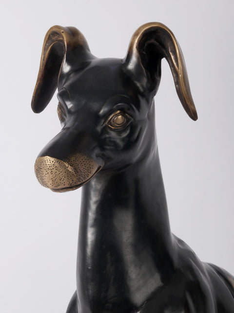 30'' Dog Figurine in Brass | Animal Statue for Home Decor
