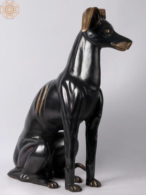30'' Dog Figurine in Brass | Animal Statue for Home Decor