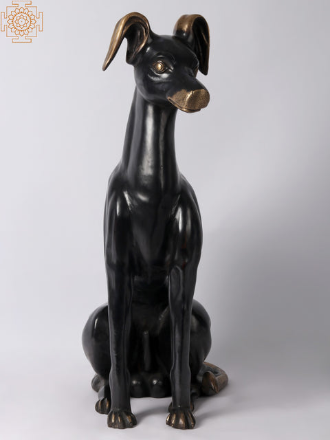 30'' Dog Figurine in Brass | Animal Statue for Home Decor
