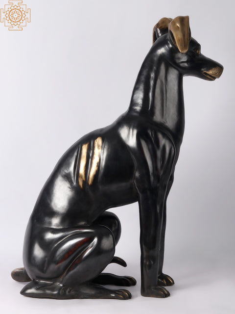 30'' Dog Figurine in Brass | Animal Statue for Home Decor