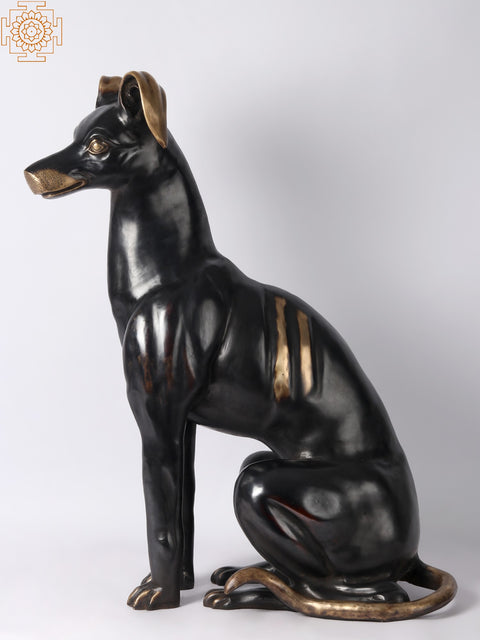 30'' Dog Figurine in Brass | Animal Statue for Home Decor