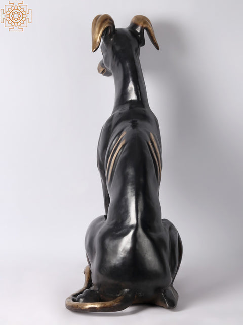 30'' Dog Figurine in Brass | Animal Statue for Home Decor