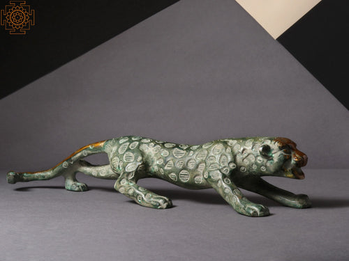 11" Predator Jaguar Brass Statue for Home Decor