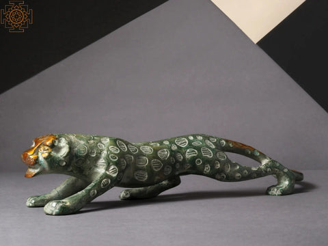 11'' Predator Jaguar Brass Figurine | Home Décor
