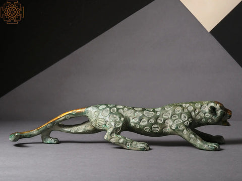 11'' Predator Jaguar Brass Figurine | Home Décor
