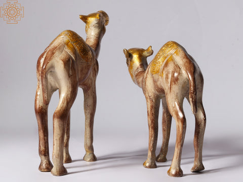 7'' Wandering Camels Figurine in Brass | Home Décor