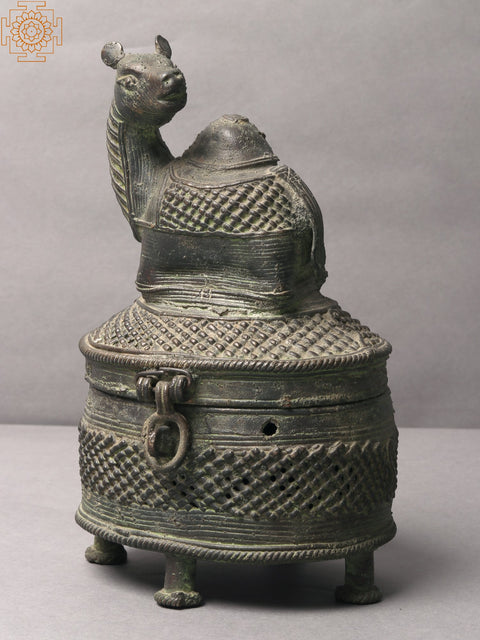 8" Tribal Camel Design Storage Box in Brass